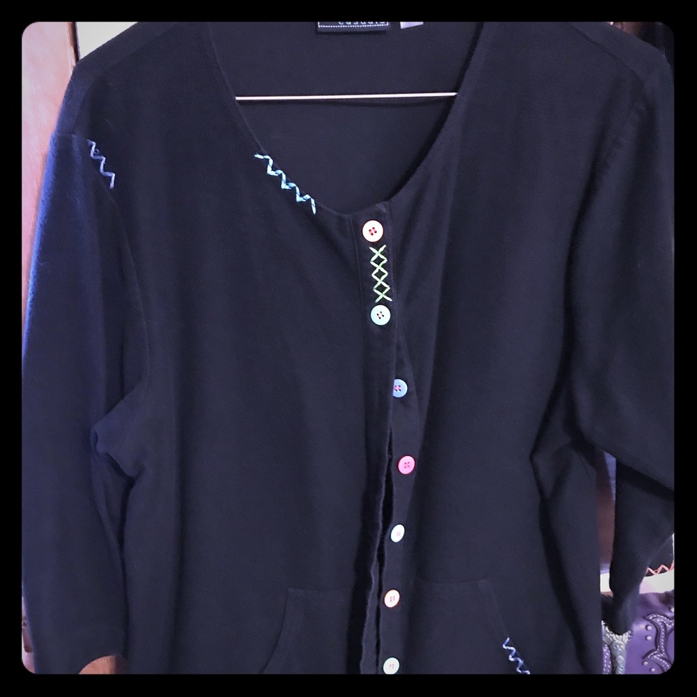 COLORFUL BUTTON UP SWEATER SZ L